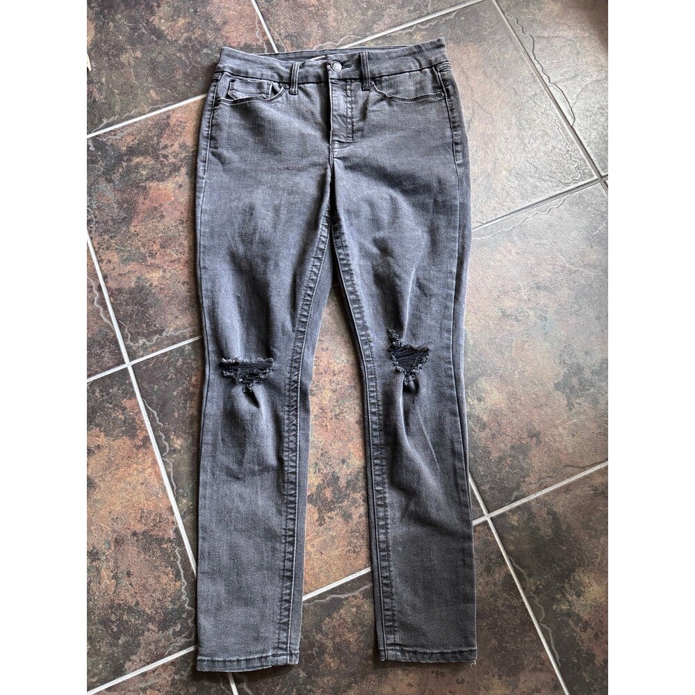 Seven7 Jeans Women’s Size 10 Distressed Skinny Jeans Black Gray Wash 29”